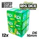 12x Dadi D6 16mm - Verde/Giallo Trasparente